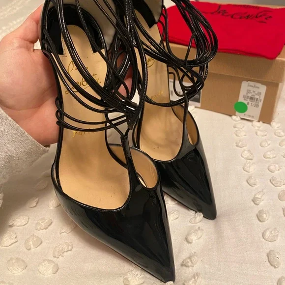 Christian Louboutin Confusa 100 Size 8-8.5 Patent Black Killer Heels - Picture 4 of 12